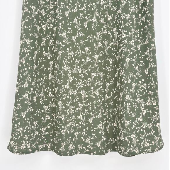 Altar'd State Moss Green Floral 90's Y2K Side Slit Maxi Skirt Size XXL - Picture 2 of 6